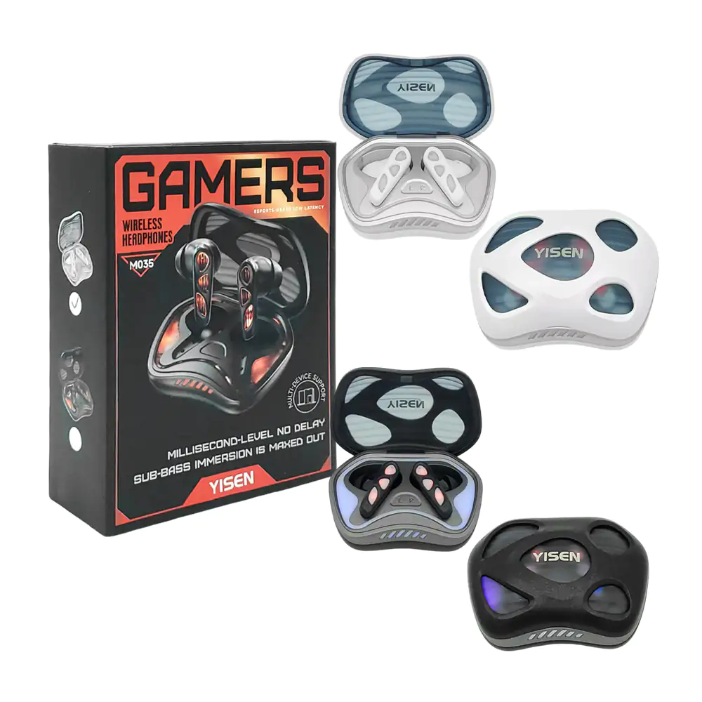 Audífonos inalámbricos yisen con diseño gamer, iluminación rgb + estu…