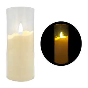 Lámpara de plástico tipo veladora de vaso con mecha y luz led cálida,…