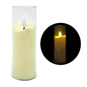 Lámpara de plástico tipo veladora de vaso con mecha y luz led cálida,…