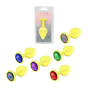 Plug anal consolador, pequeño, metálico con decoración de diamante, v…