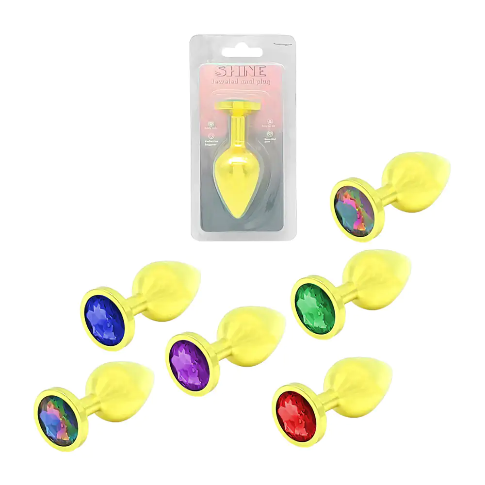 Plug anal consolador, pequeño, metálico con decoración de diamante, variedad de colores 8cm