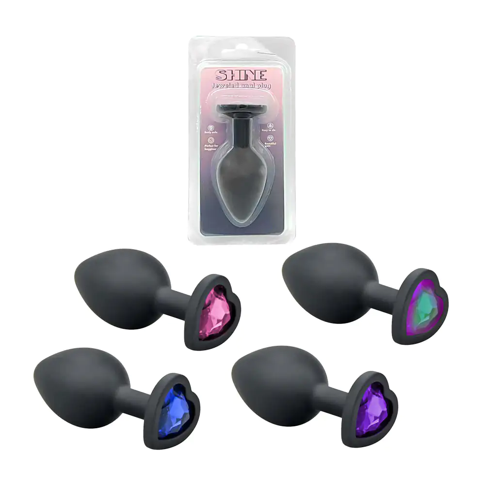 Plug anal consolador, pequeño, goma con decoración de corazón de  diamante, variedad de colores 8cm