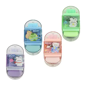 Estuche 3 en 1 con borrador, mini escoba y sacapuntas, estampado infa…