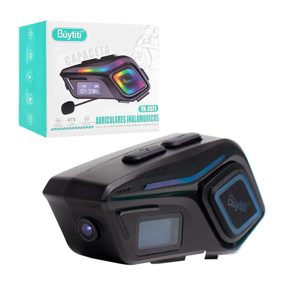 Audífonos buytiti bluetooth para casco de motos con luces rgb + micró…