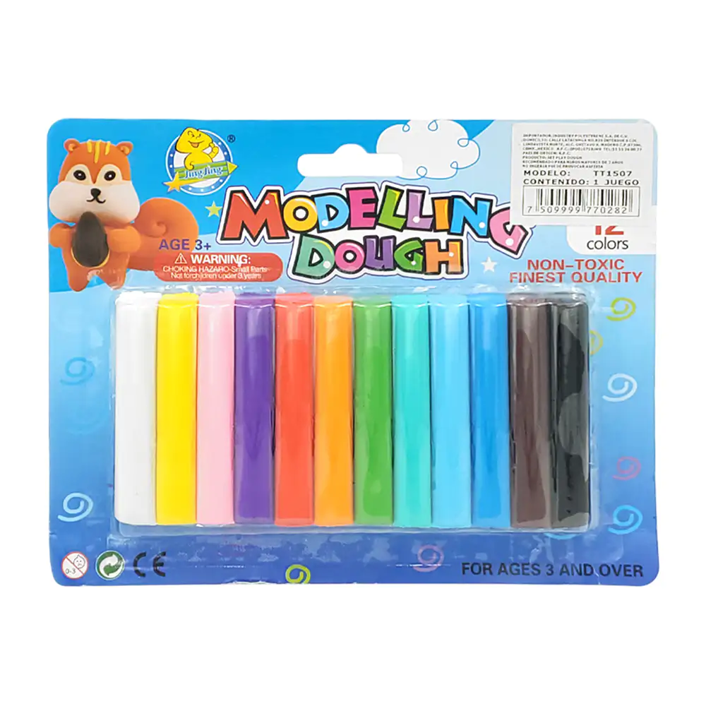 Blíster con 12 barritas de plastilina de diferentes colores