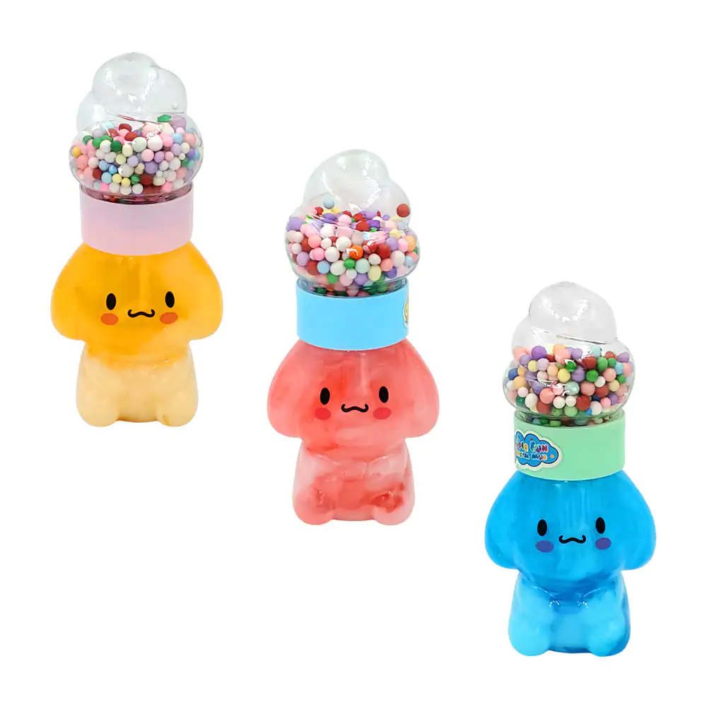 Bote de slime brilloso con forma kawaii + tapa en forma de helado con…