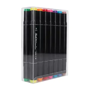 Paquete con 12 marcadores plumones doble punta de colores / mark pen …
