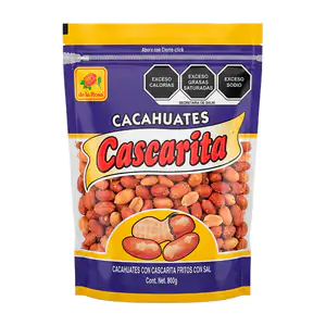 Bolsa grande de cacahuates fritos con cascarita y sal, de la rosa, 80…