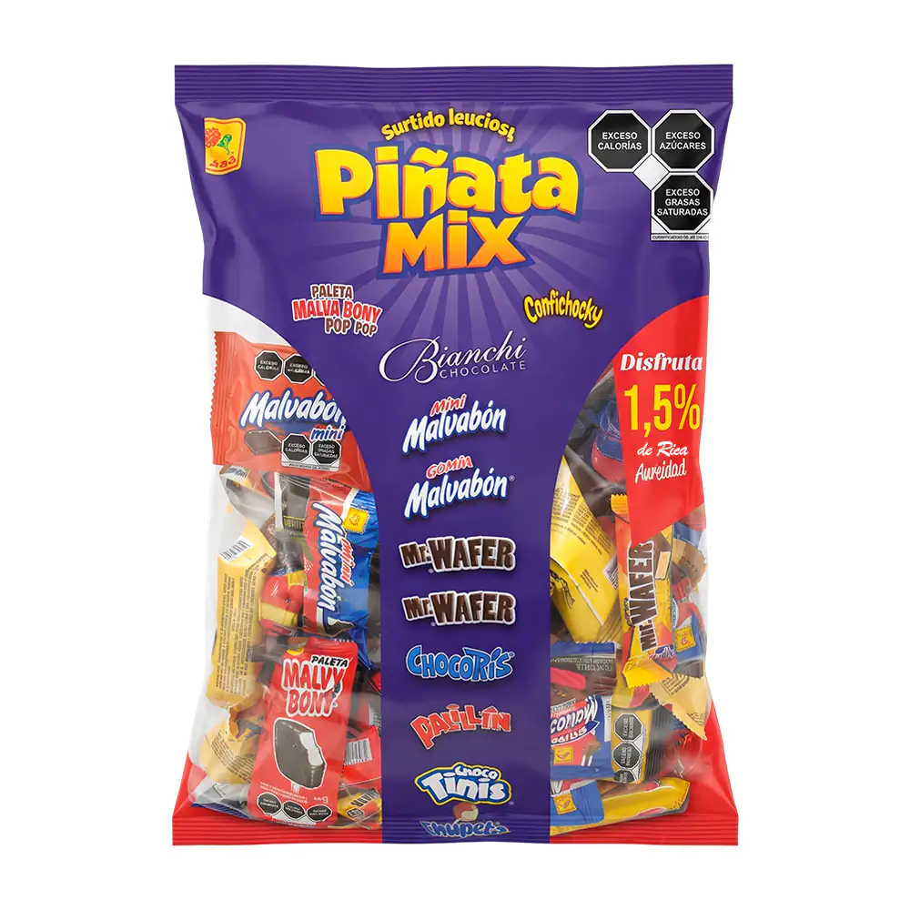Piñata mix surtido delicioso de la rosa con 1.5 kilos de dulces surtidos para fiestas 