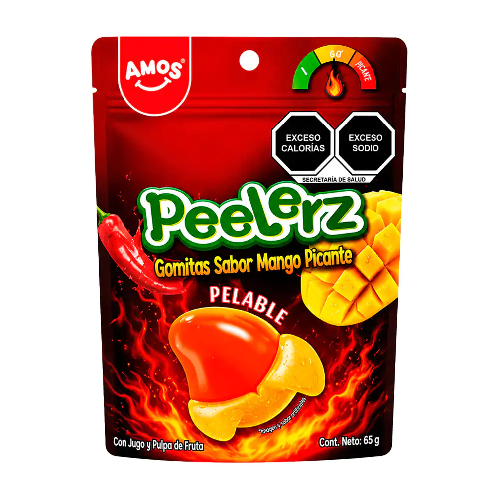 Bolsa con gomitas peelerz pelables con sabor a mango picante, 65g / 037582
