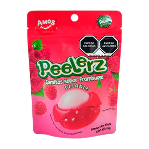 Bolsa con gomitas peelerz pelables con sabor a frambuesa, 65g / 037605