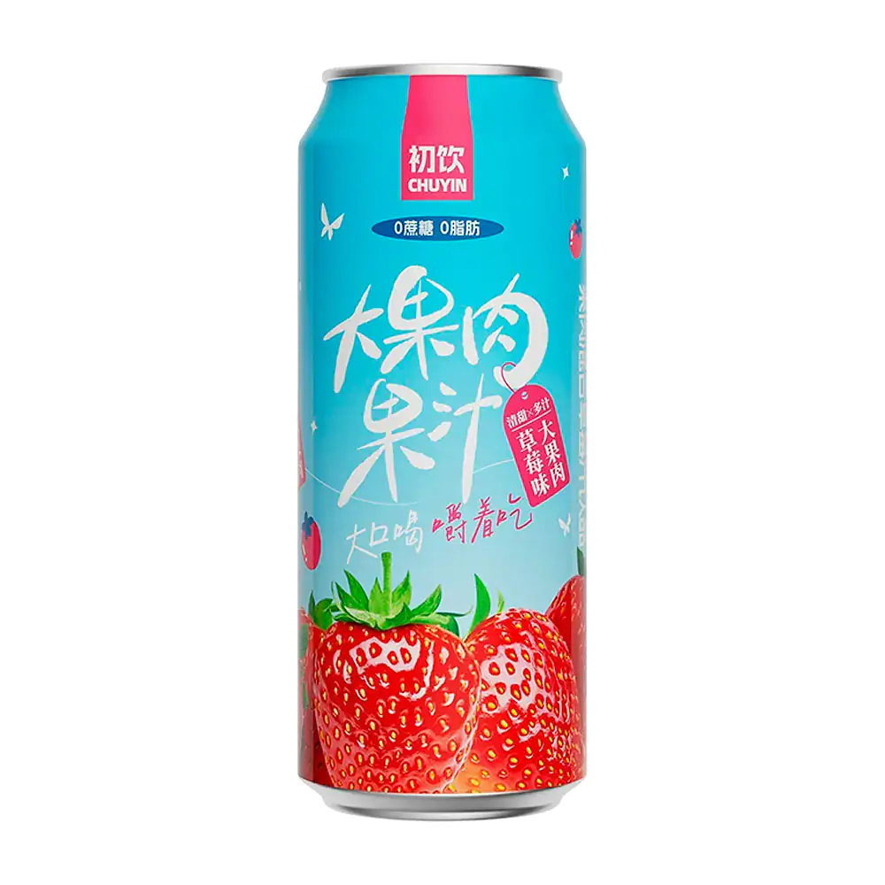 1pza lata de bebida sabor fresa con pulpa natural y trozos, 500ml / 041892