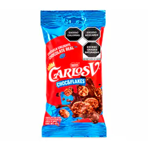 Paquete con hojuelas crujientes Carlos v bañadas en chocolate choc&fl…