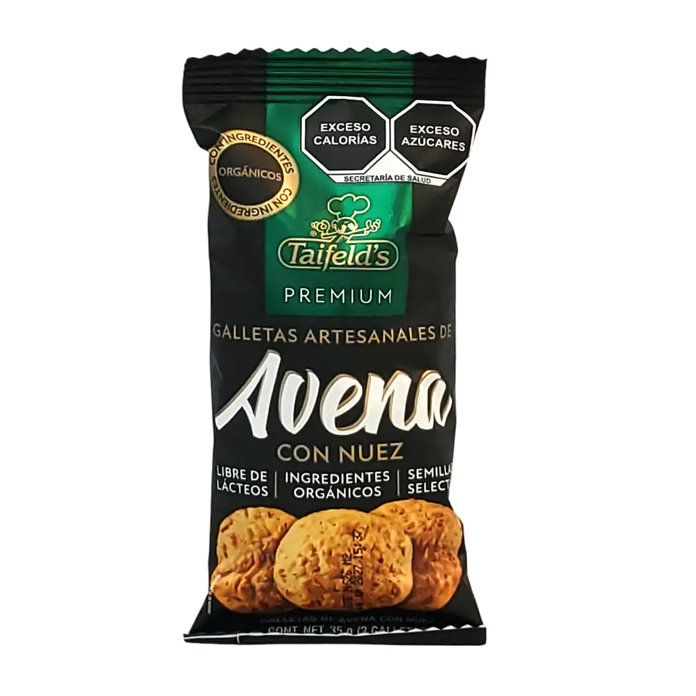 Paquete con 2 galletas taifelds premium artesanales de avena con nuez, 35g / 133325