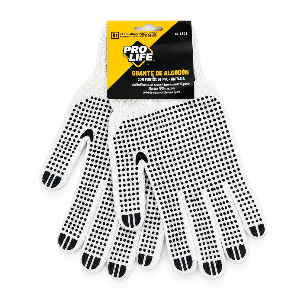 Guantes para trabajo prolife de algodón con puntos de pvc - antideslizante