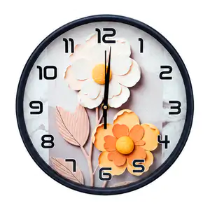 Reloj redondo de pared, fondo con estampado de flor, 28cm, variedad