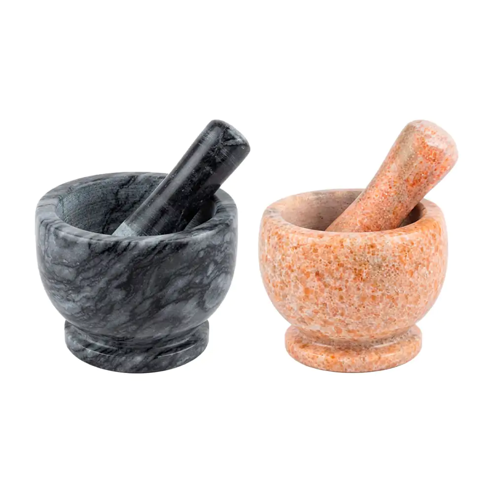 Mortero molcajete de piedra 10x11cm efecto marmol / 1681352