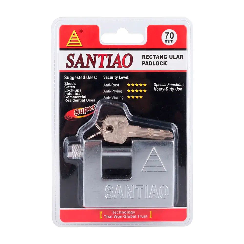 Candado santiao mediano tipo antipalanca 70mm de acero + 3 llaves