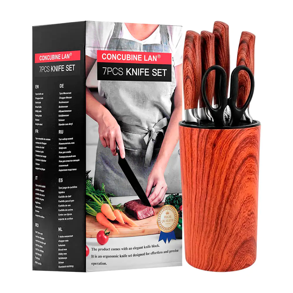 kit de 7pzas de cuchillos para cocina, hoja de acero inoxidable, mango con diseño ergonomico / 1693951