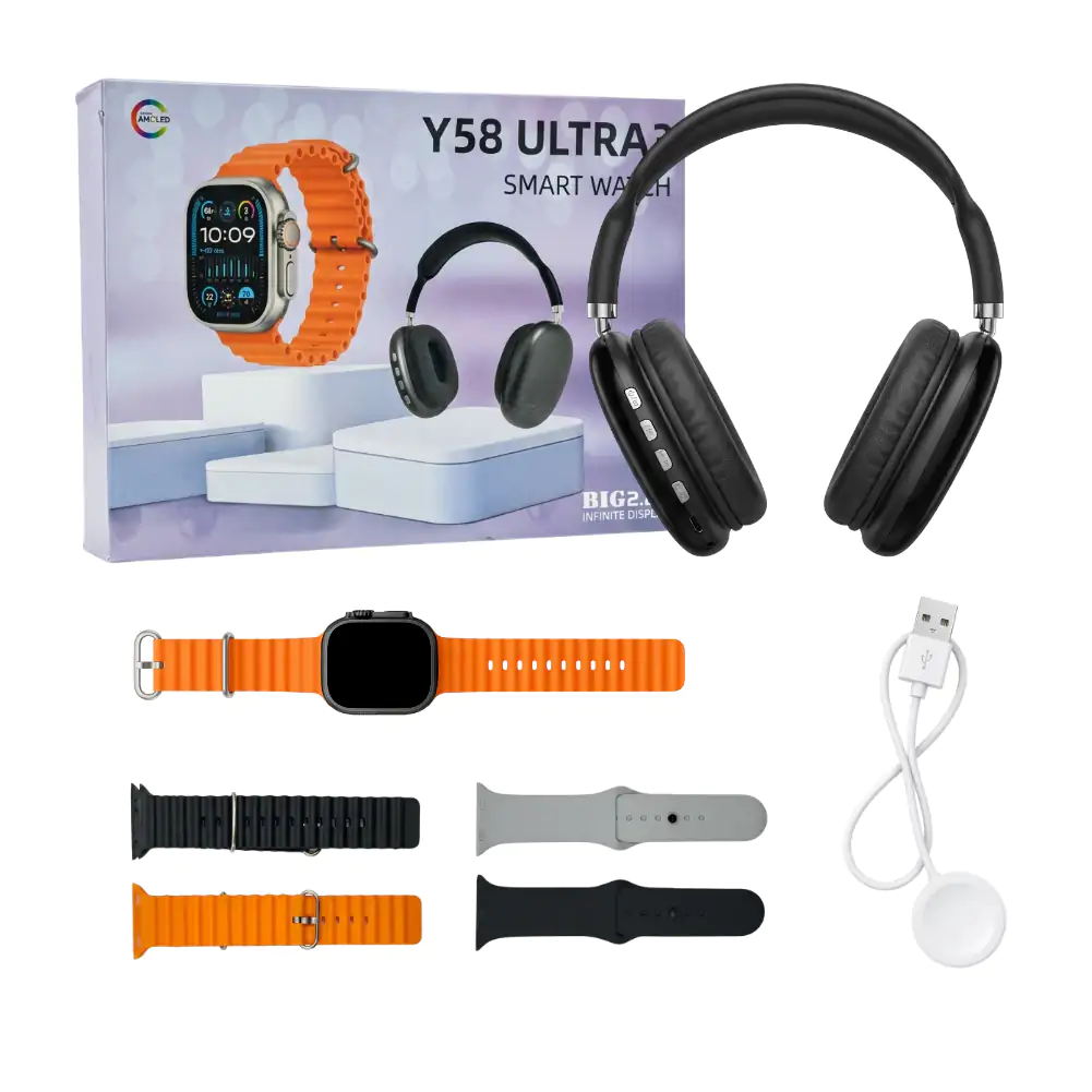 Paquete de smart watch y 58 ultra 3 + audífonos, variedad de colores …
