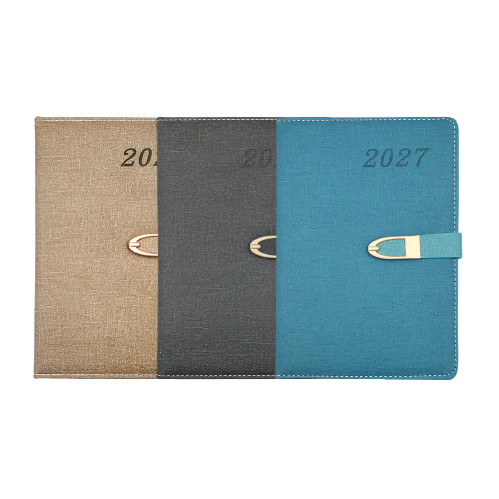 Agenda 2027, pasta dura textura acolchada, broche magnético, variedad…