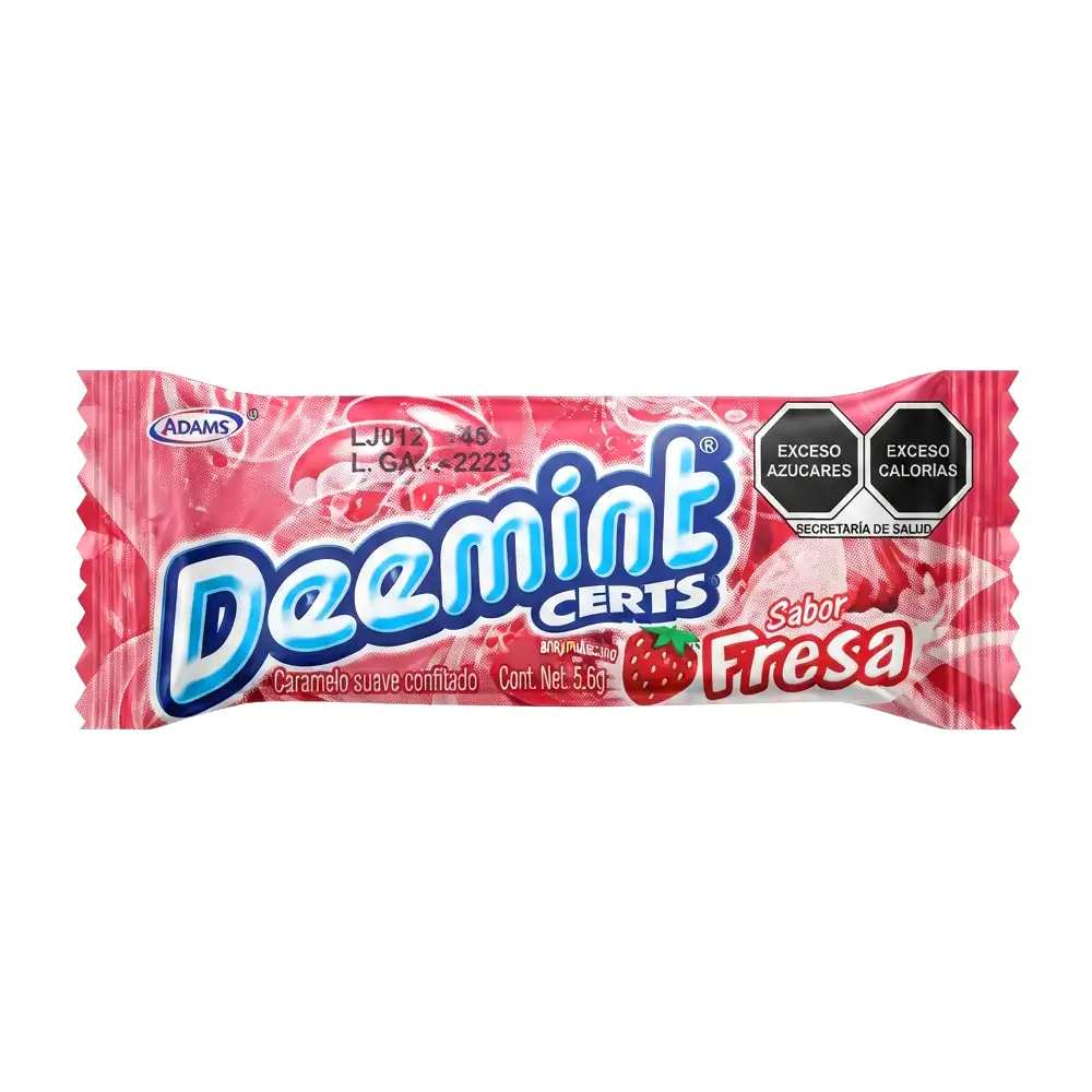 1pza deemint certs, caramelo suave confitado sabor fresa, 5.6g / 183