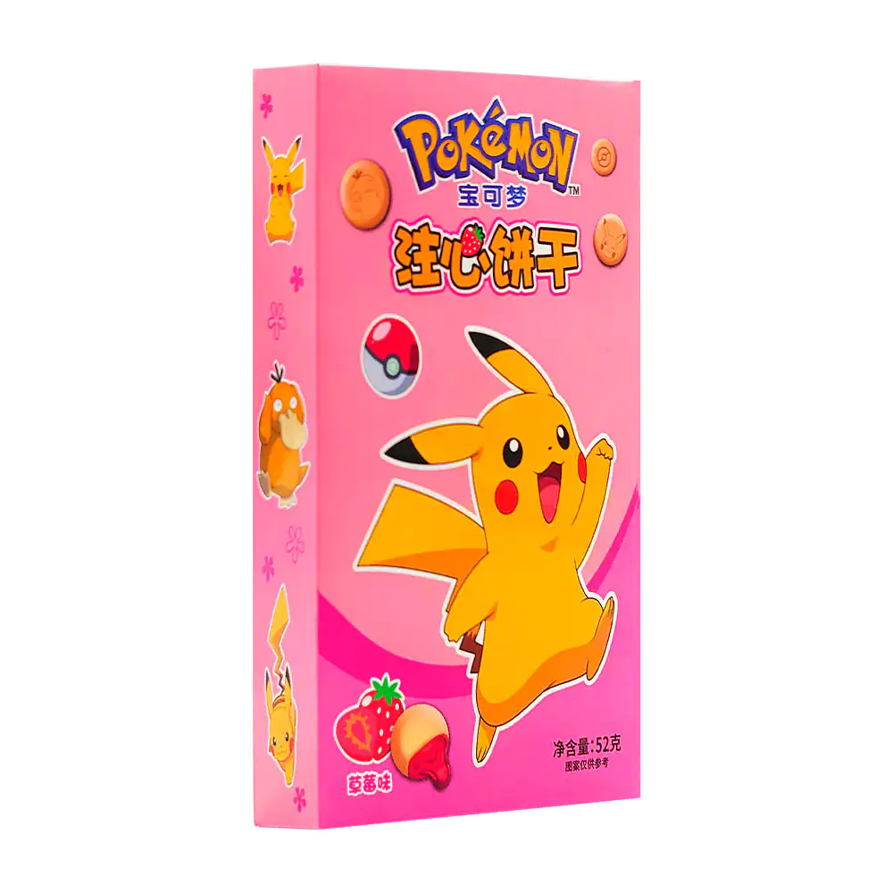 Paquete con galletas pokemón, suaves con relleno de mermelada de fresa, 52g / 203572