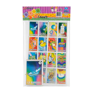 Lotería con 9 tablas y 54 naipes con temática de baby shower
