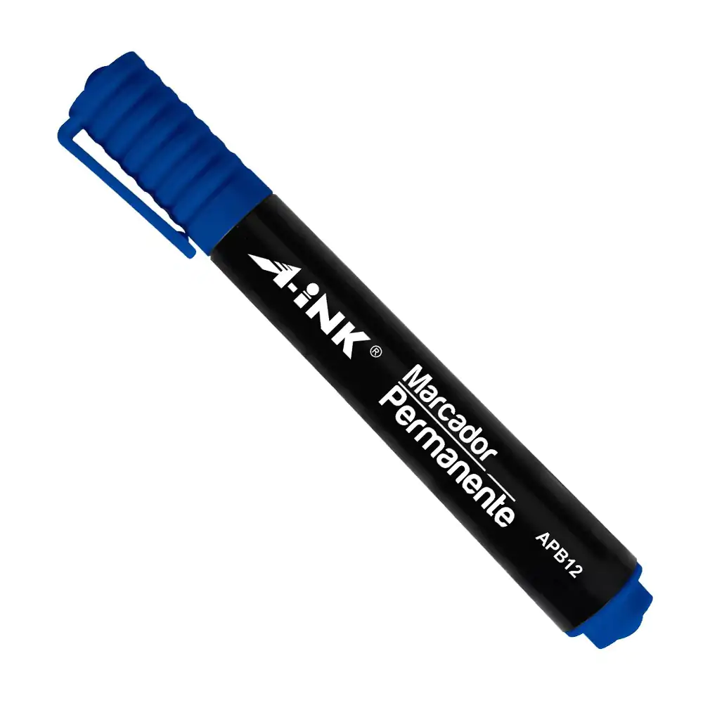 1pza plumón marcador permanente a-ink en color azul de punta cincel