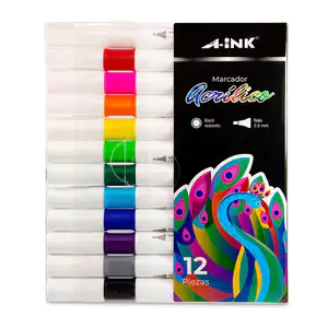 Caja de 12 plumones variedad de colores acrílico / A-iNK