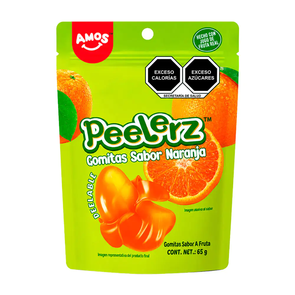 Bolsa con gomitas peelerz pelables con sabor a naranja, 65g / 264011