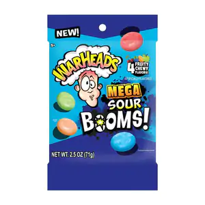 Bolsa con dulces mega sour booms, caramelo explosivo con sabor frutal…