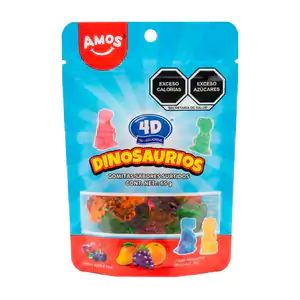 1pza bolsa con gomitas 4d en forma de dinosaurios, sabores frutales, …