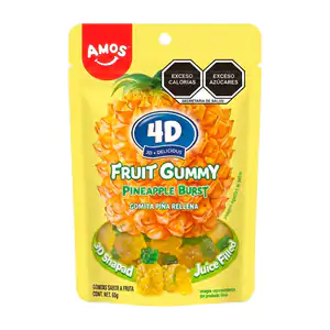 1pza bolsa con gomitas 4d en forma de piña con jugo de piña, 65g / 27…