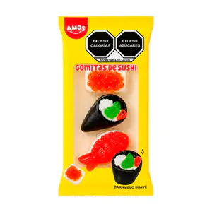 1pza paquete con 3 gomitas en forma de sushi, 30gr, variedad de sabor…