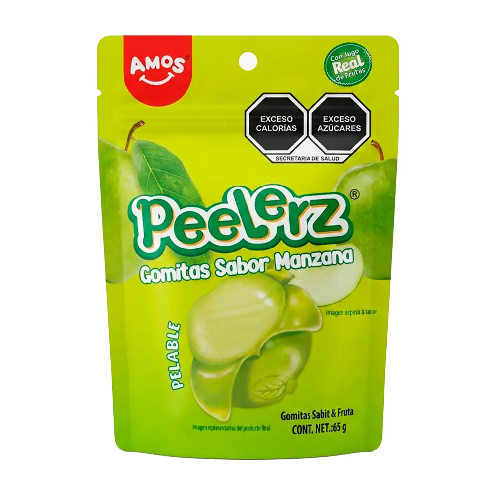Bolsa con gomitas peelerz pelables con sabor a manzana verde, 65g / 285412