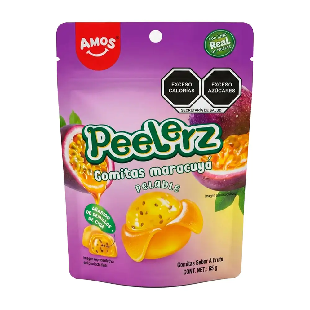 Bolsa con gomitas peelerz pelables con sabor a maracuya, 65g / 287621