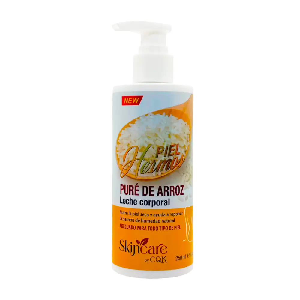 Loción hidratante skin care con leche de corporal de puré de arroz con dosificador 250ml / cqk-7112