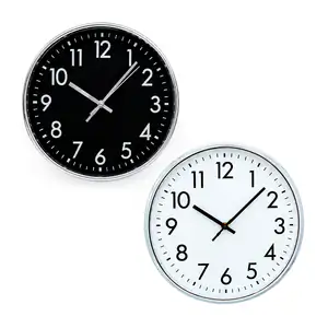 Reloj redondo de pared con fondo liso y marco color cromado, 30cm, va…