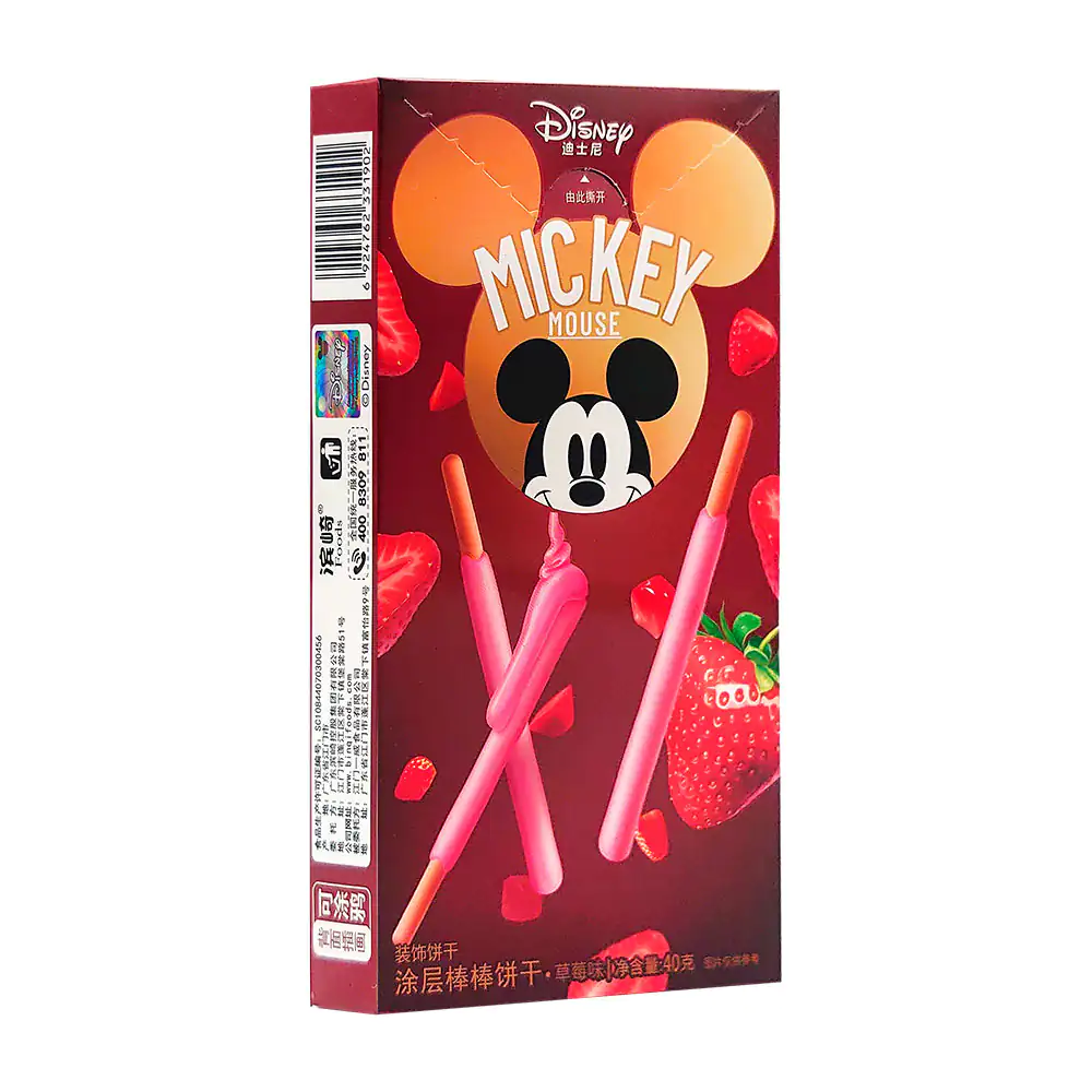 Palitos de galleta cubiertos de chocolate sabor fresa, 40g / 331902