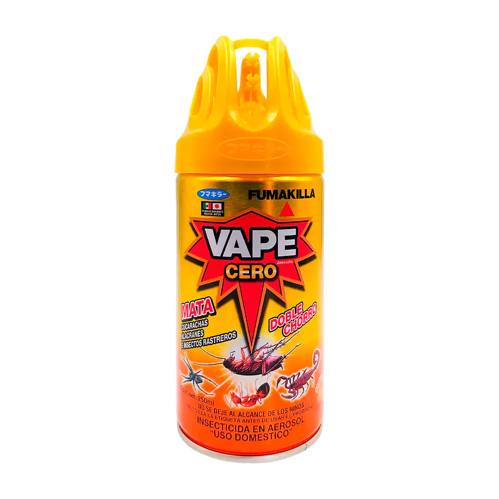 Insecticida vape cero en aerosol con doble chorro, aroma a naranja, 250ml / 360651