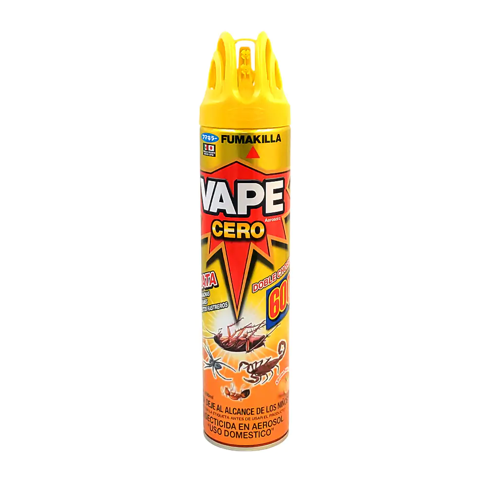 Insecticida vape cero en aerosol con doble chorro, aroma a naranja, 600ml / 360675