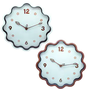 Reloj de pared con números diseño redondo con marco ondulado, 34cm, v…