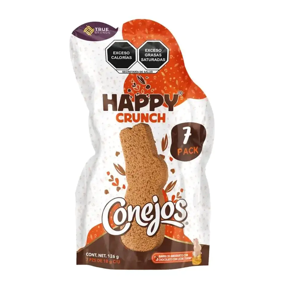 Paquete con 7pzas de conejos happy crunch, conejo de chocolate cubierto de amaranto, 126g / 365575