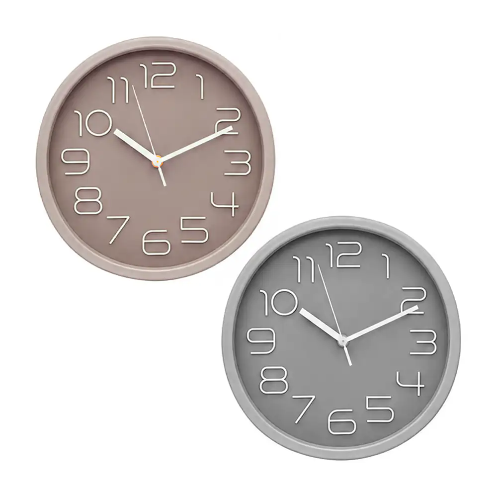 Reloj redondo de pared en color liso y diseño minimalista, 24cm, vari…