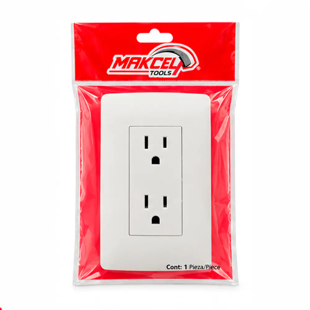 Placa de pared makcel tools con 2 enchufes - tomacorrientes trifásicos en color blanco 