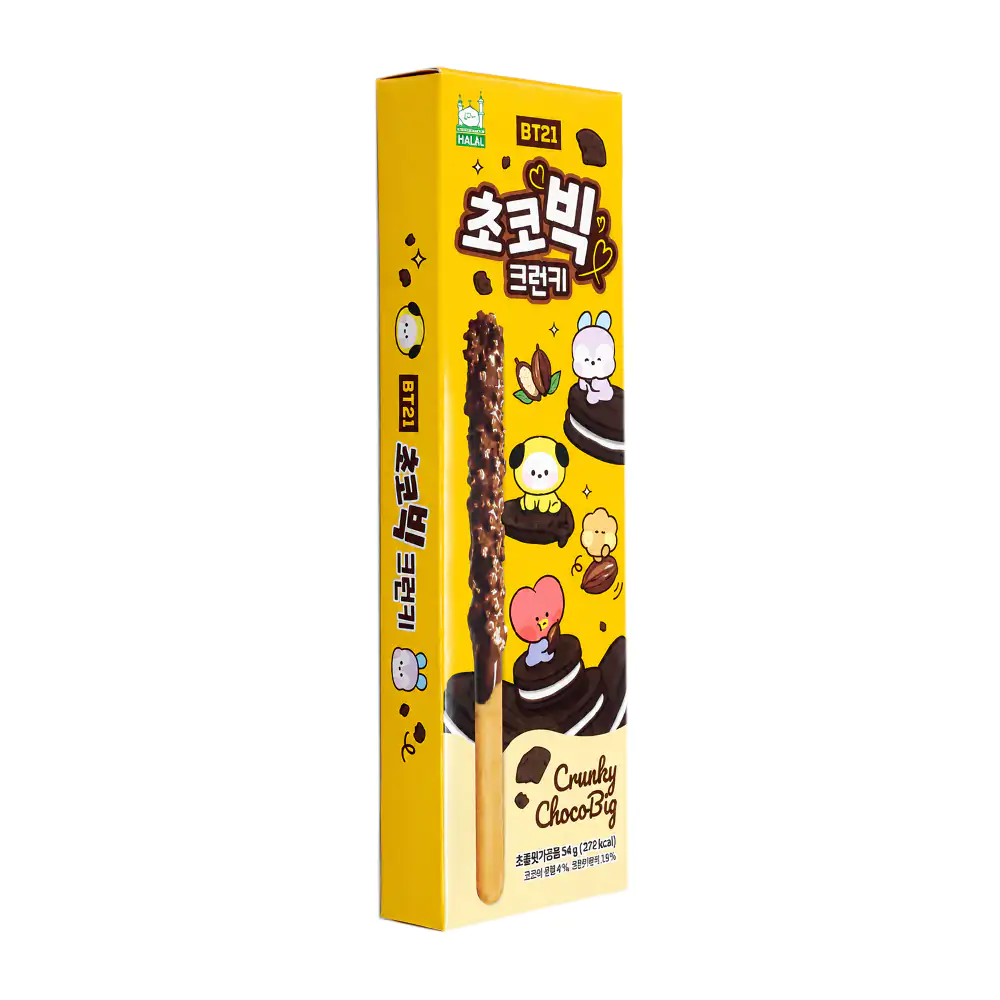 1pza pockys bt21 palito de galleta cubierto de chocolate oscuro con galleta, 54g / 469963