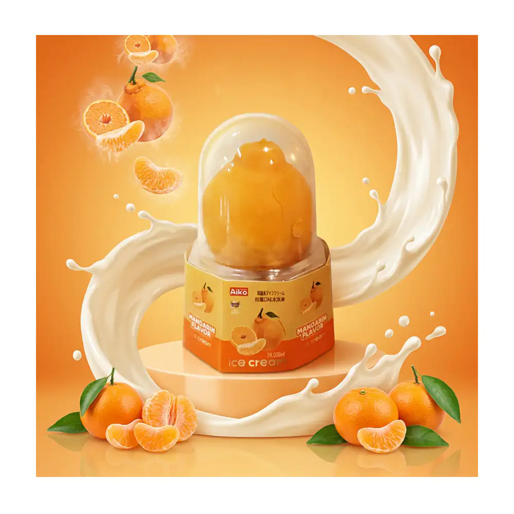 1pza helado cremoso coreano con sabor dulce y forma de mandarina, 90ml / 512892