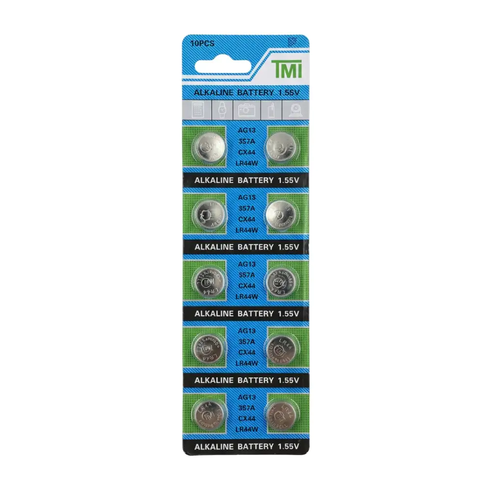 Blíster 10 pilas alcalinas para reloj  1.55v, 357a lr44w / 5383