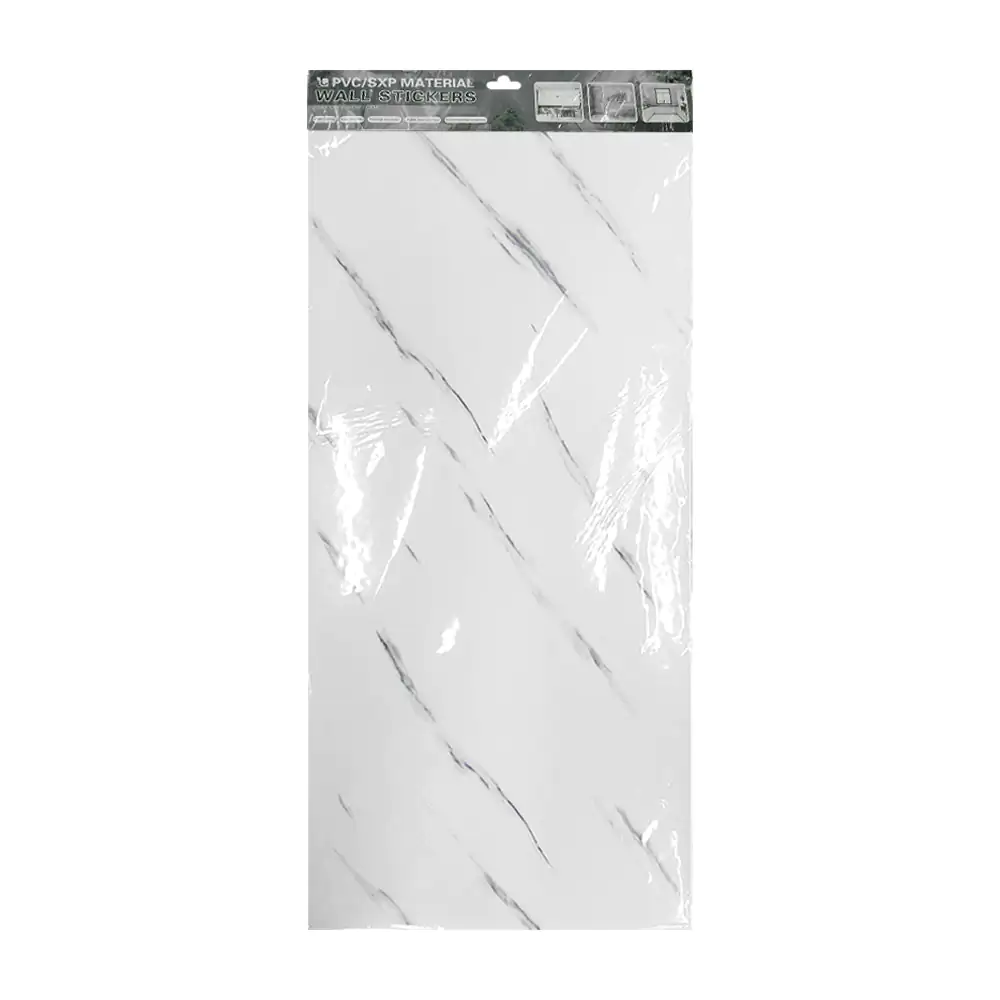 Paquete con 5 láminas de papel tapiz con diseño de mármol, blanco con líneas grises 30x60cm / 66-13